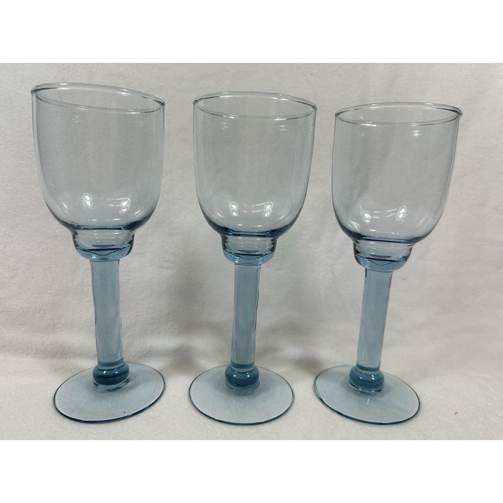 Pfaltzgraff Northwinds Wine Glasses 8 1/4" Blue 12 oz Set Of 3